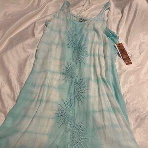 NWT Women's Raya Sun Turquoise Tie Dye Dress/Swim Cover-Up Sz M
